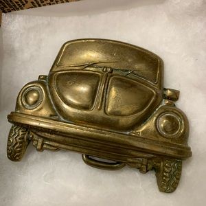 Vintage bronzed metal VW beetle belt buckle
